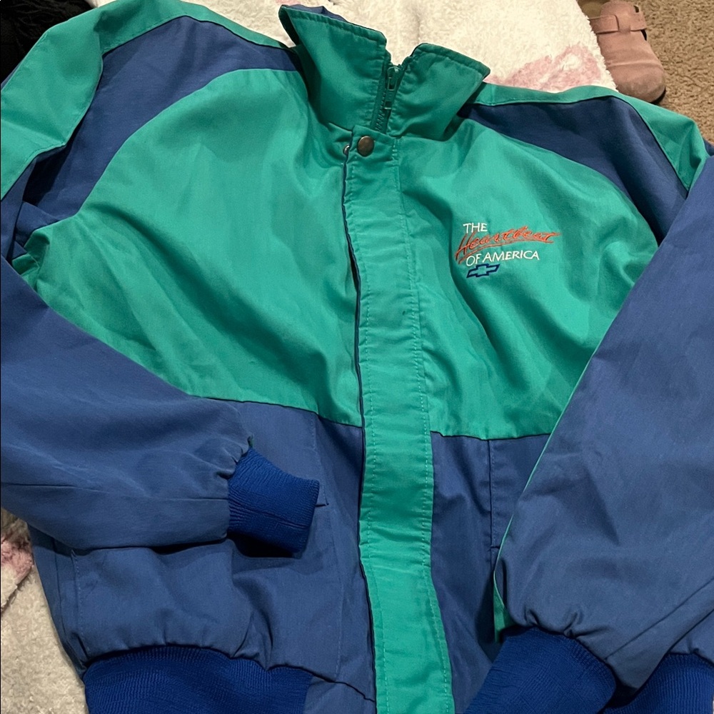 B52 Vintage Chevy Windbreaker— Men’s Sm, Teal/Blue